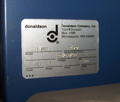 Donaldsontorit model vs 1500 vibra shake dust collector
