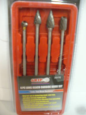 Grip 4PC long reach carbide rotary burr set