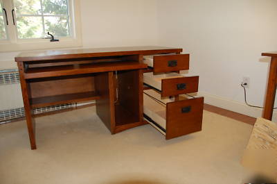 Mission style oak computer desk
