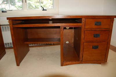 Mission style oak computer desk