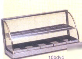 New deluxe curved glass hot show case 2 decks 12 trays
