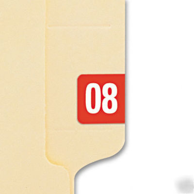 Smead 67908: year 2008 end tab folder labels; 250; red