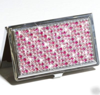 Swarovski ballpoint pen & business card case multipink 