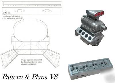 1/4 1/3 engine gas nitro alchol V8 prints plans