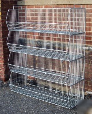 4 tier stacking baskets display fixtures gray lot 20 pc