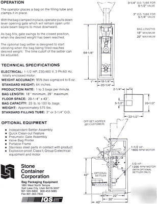 Auger type valve bag packer by stone container