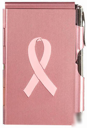 Flip notes breast cancer awareness pink notepad w/pen