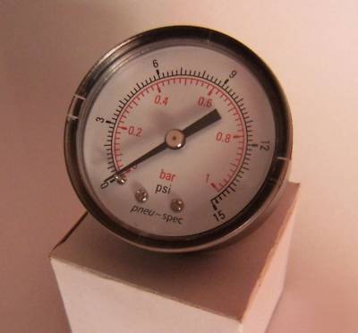 Pressure gauge 50MM 15PSI fuel, air, gas, water, oil