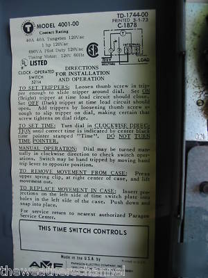 ~vintage paragon electric timer clock operated switch~