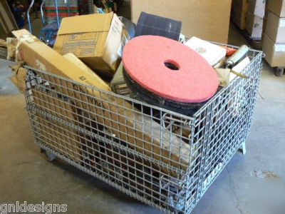 Rolling folding wire container w/commercial goods lot 