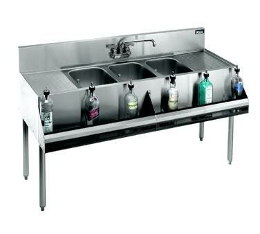 Krowne 18-63C 6' 3 compartment bar sink w/free pourers