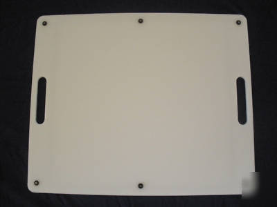 Larger size plastic cutting board with rubber feet