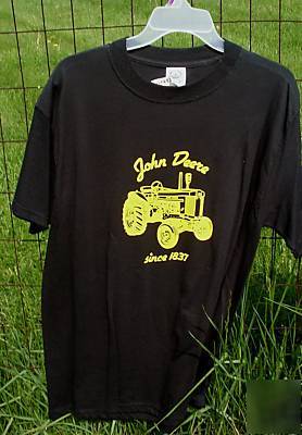New m john deere black tractor s/s shirt 