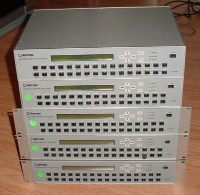 (5) apcon aci 2048 electronic fiber optic patch panel 