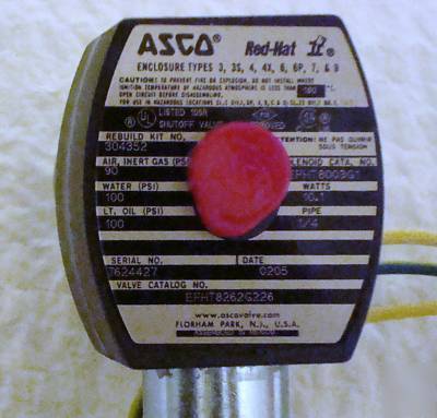 Asco red hat 2-way solenioid valve, EFHT8262G226, 120V 