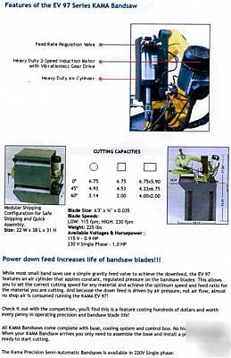 New kama EV97 semi-automatic bandsaw, band saw, miters