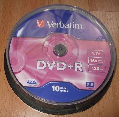 New - verbatim 10 pack dvd+r discs sealed pack