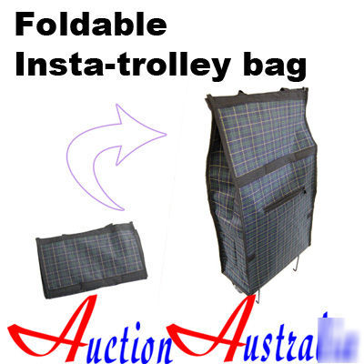 Foldable insta-trolley shopping grocery bag cart,wheel
