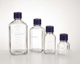 Vwr square media bottles, polycarbonate, : BPC1000