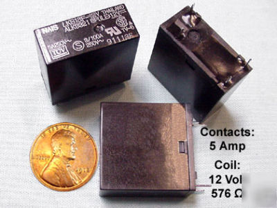 (qty 4) relays, 12V coil, 5A contacts (ul & csa rated)