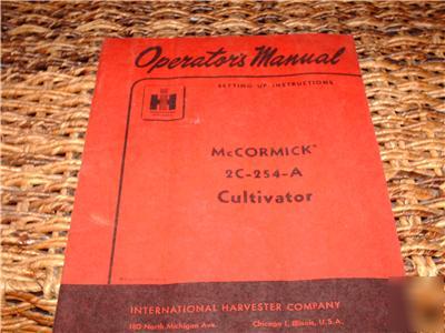 Mccormick 2C-254-a cultivator setting up oper manual