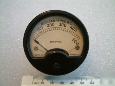 500UA moving coil meter old WW2 air ministry ?? tested