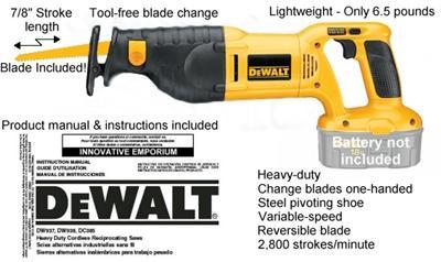 Dewalt DW938 18V reciprocating saw sawzall recip 18 xrp