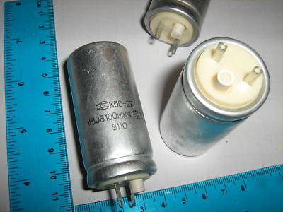 K50-27 electrolytic capacitors 100 uf, 450V, lot of 25