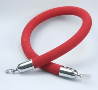 Stanchion velour rope w polished chrome hook ends 6'