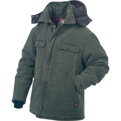 Tough duck washed polyfill parka w hood - medium, moss