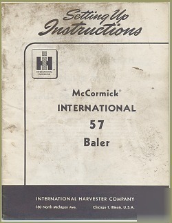 Vintage 1963 ih mccormic international 57 baler manual