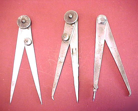 Starrett two hermaphrodite calipers & one pair dividers