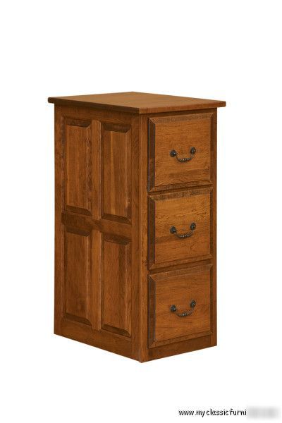 3 drawer verticle filing file cabinet amish made oak