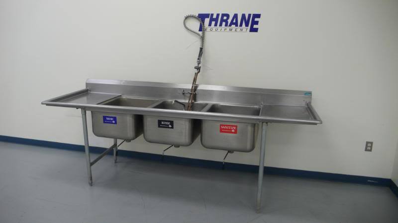 3 three compartment commercial stainless steel pan sink