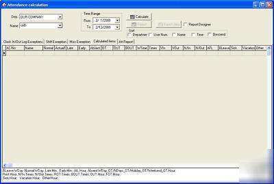 Biometric fingerprint employee time clock color network