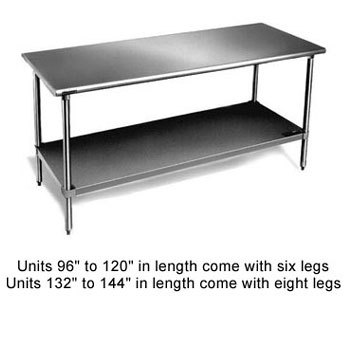 Eagle T2424SE work table, stainless steel top, undershe