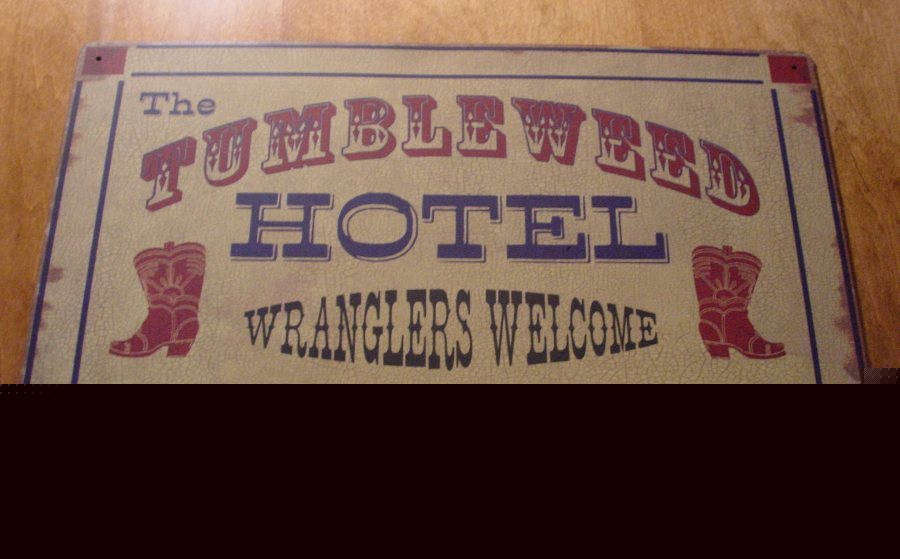 Giant tumbleweed hotel tin sign old west western decor 