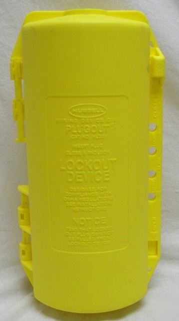 Hubbell plugout plug lockout device HLD2 yellow large