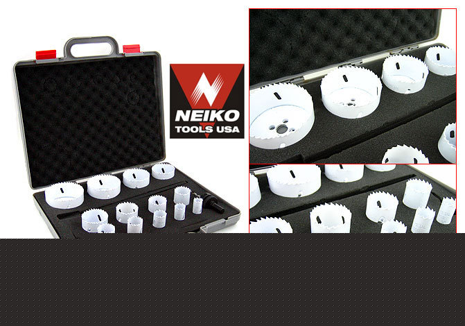 18 pcs complete bi metal hole saw kit bits accessories