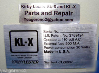 Kirby lester kl-x pill counting machine - 98% condition