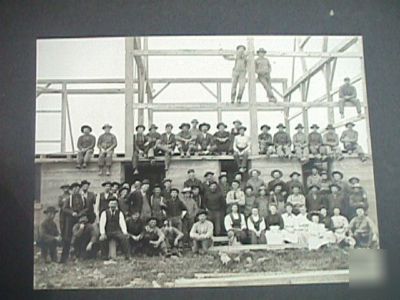 Vintage barn raising crew photo . early 1900's