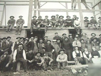 Vintage barn raising crew photo . early 1900's