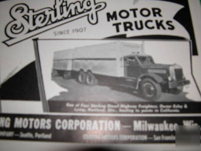 1942 sterling truck ad exley lymp six wheels dump truck