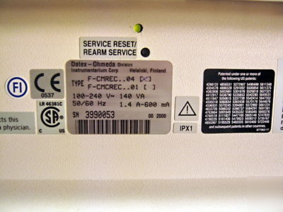 Datex ohmeda as/3 compact patient monitor+ power supply