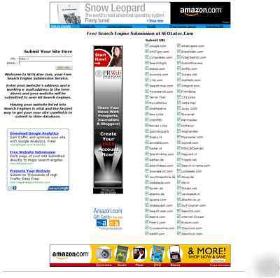 Established search submission site domain, free hosting