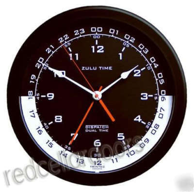 New utc dual time clock 14 gmt black/white ham radio