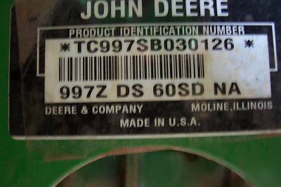 Ztrak mower john deere 997