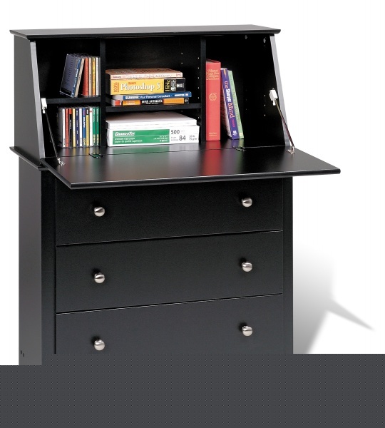 Prepac 3344- 44.25 in. secretary wood desk, black