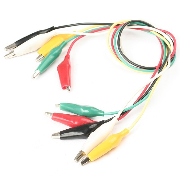 5 double-ended crocodile alligator clips wire test lead