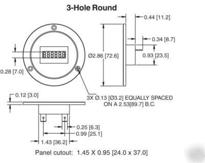 Model 33 electronic lcd hour meter, manual reset